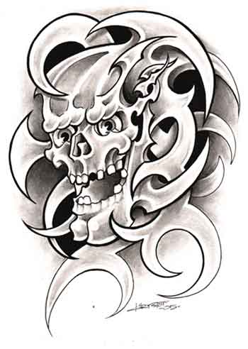 tribal skull tattoo designs