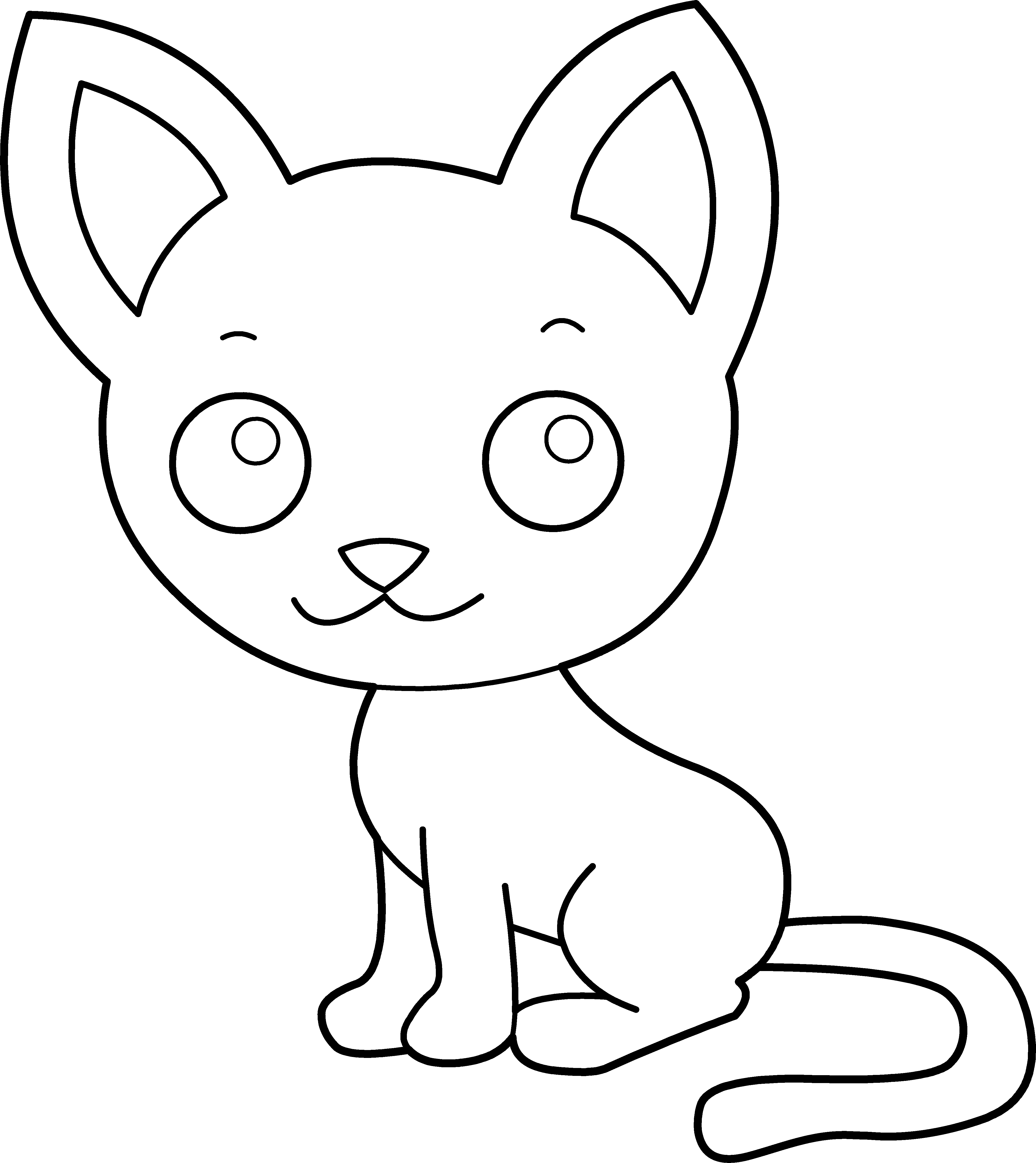 cute kitten clipart black and whitecute kitty cat coloring page id ...