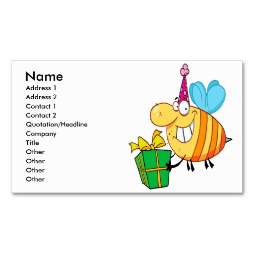 funny happy birthday bumble bee cartoon character business cards ...