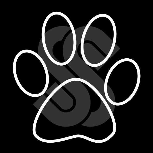 Cat Paw Print (White Outline On Black Version) | ShazamImages - Cliparts.co