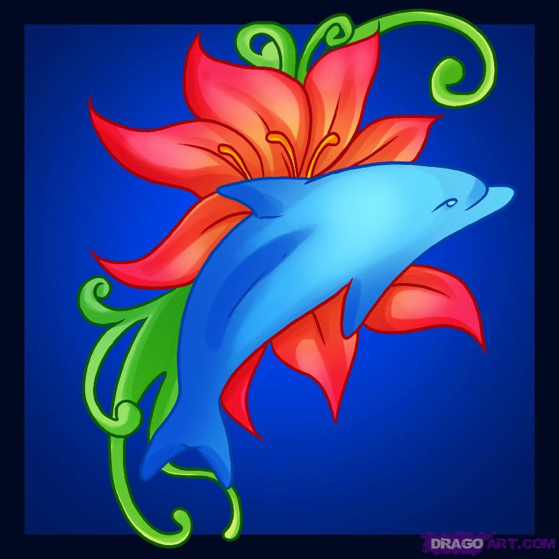 How to Draw a Dolphin Tattoo, Step by Step, Tattoos, Pop Culture ...