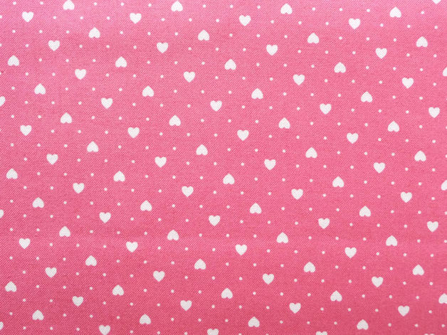 Heart Print Fabric – Tiny hearts pink, small scale print, kids ...