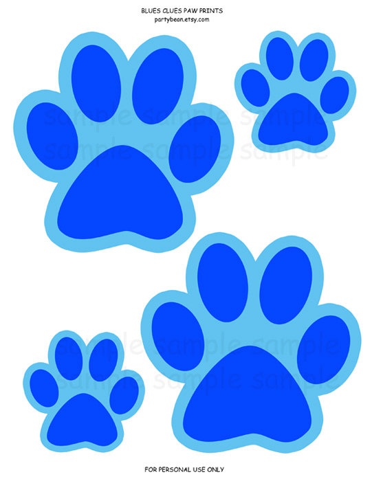 Blues Clues Paw Prints Printable for Games, Stickers, Cupcake ...