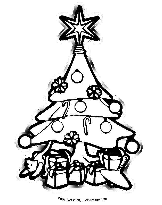 Christmas Tree Cartoon Colouring | Cartoon Coloring Pages