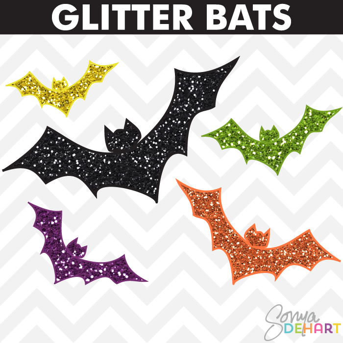 Clip Art Halloween Glitter Bats