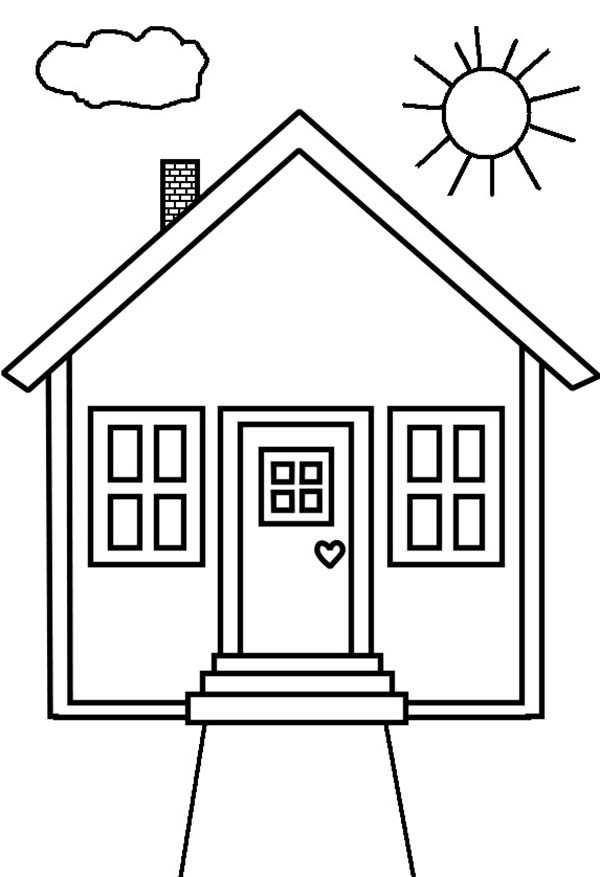 Kid Drawing of House in Houses Coloring Page - NetArt