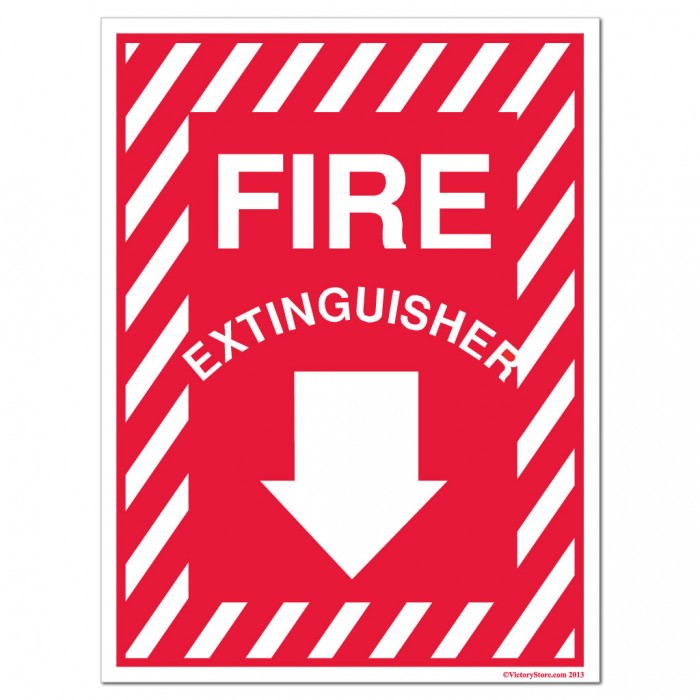 Fire Extinguisher with Down Arrow Sign or Sticker - #