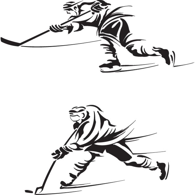 Free Vector ice Hockey players silhouette logo - Free Vector Art