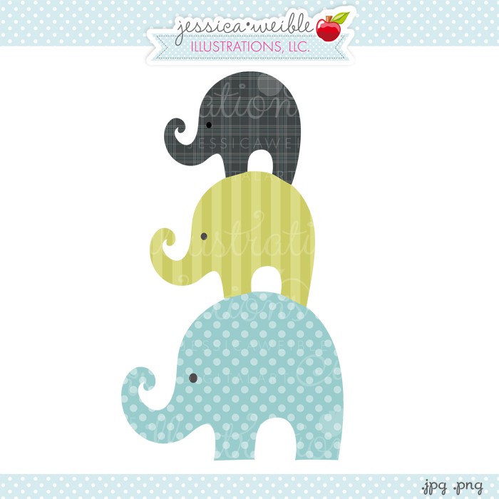 Stacked Elephants - JW Illustrations