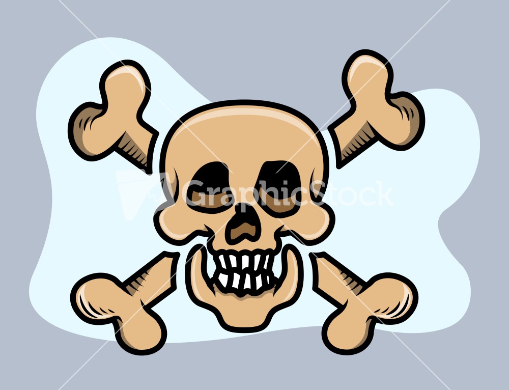 Crossed Skull - Vector Cartoon Illustration Stock Image