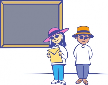 Kids In Front Of A Blackboard clip art - Download free Other vectors