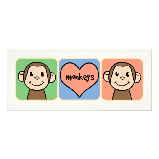 Cute Cartoon Clip Art Monkeys with Heart Love Custom Announcements ...