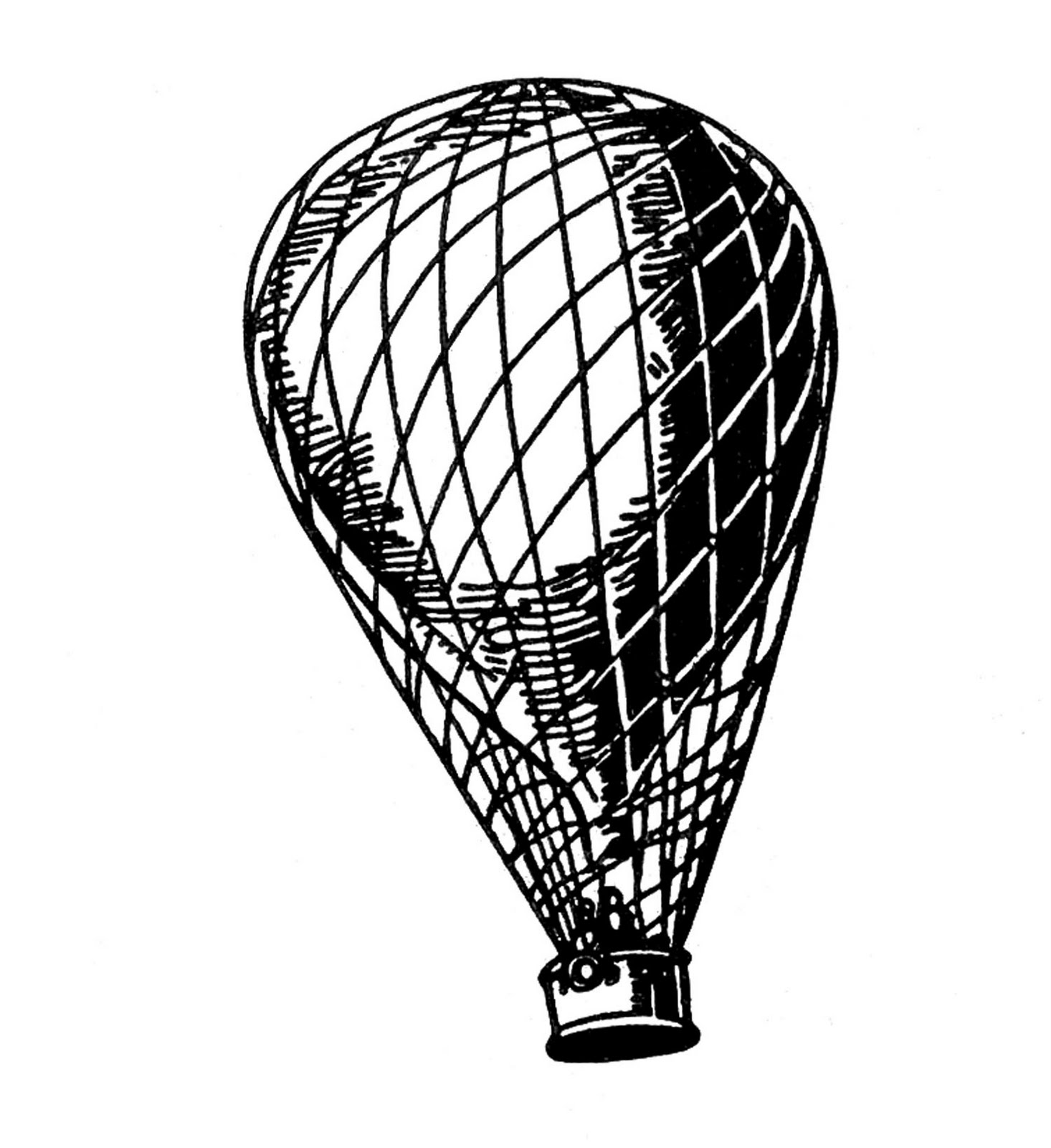 Vintage Clip Art - Transportation - Balloon, Airship, Aeroplane ...