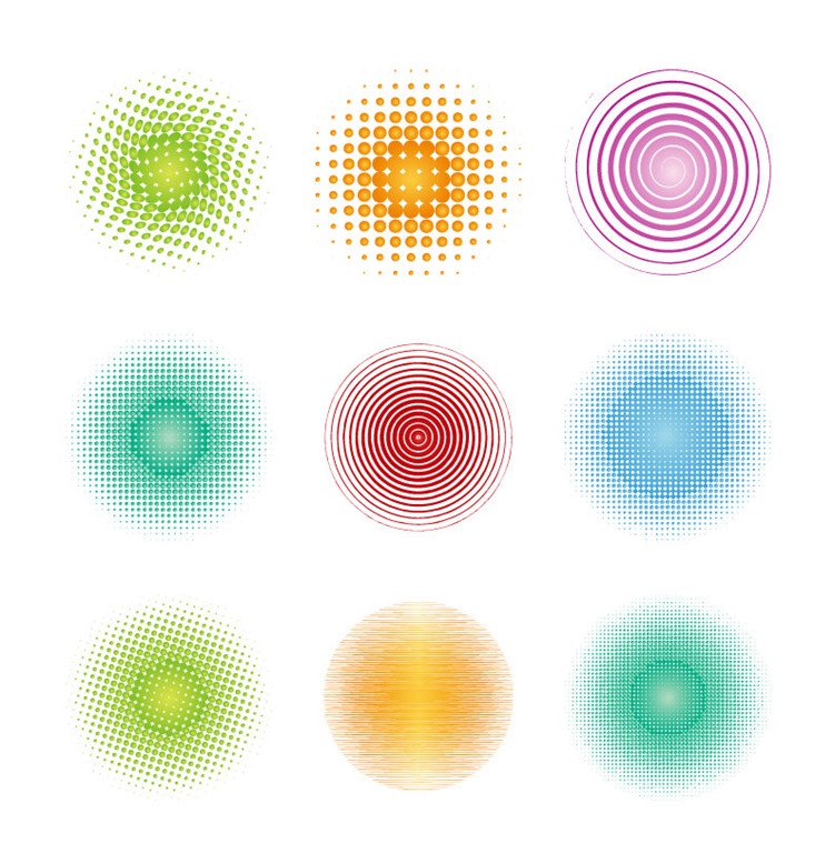 Colorful Halftone Circles Element Vector Set | Free Vector ...