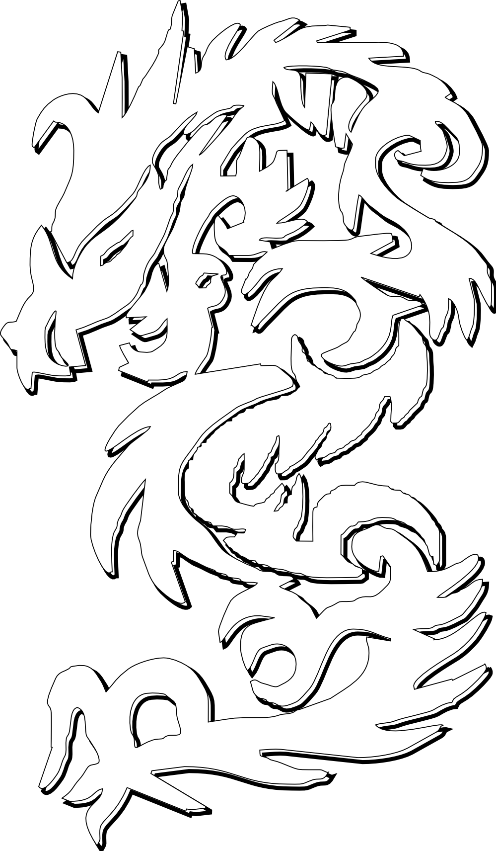 gustavorezende chinese dragon black white line art SVG ...