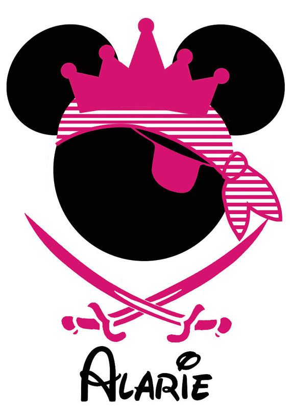 Printable DIY Pink Pirate Princess crown Minnie Mouse PERSONALIZED Ir…