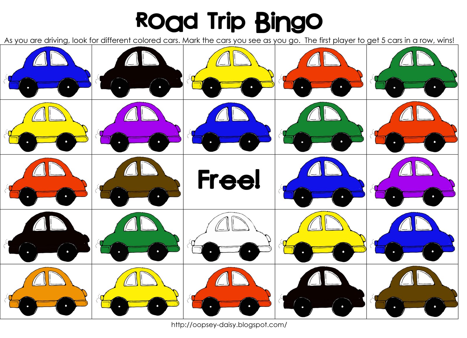 Road Trip Bingo {Printable!} | Oopsey Daisy