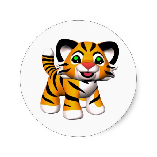 3D Cartoon Tiger Cub Stickers | Zazzle