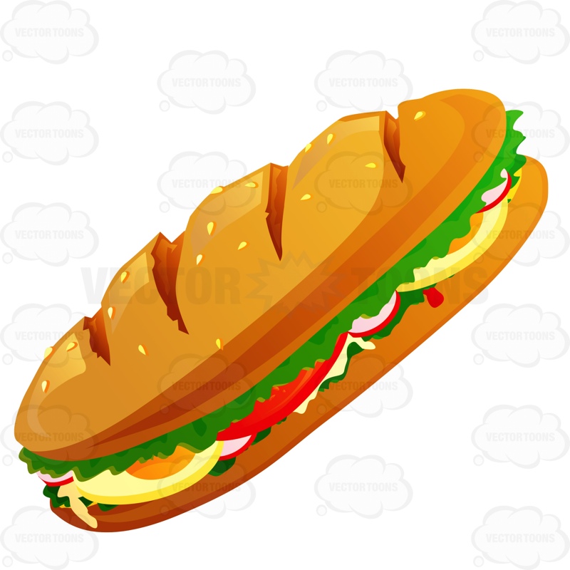 Sub Sandwich With Veggies And Eggs | Stock Cartoon Graphics ...