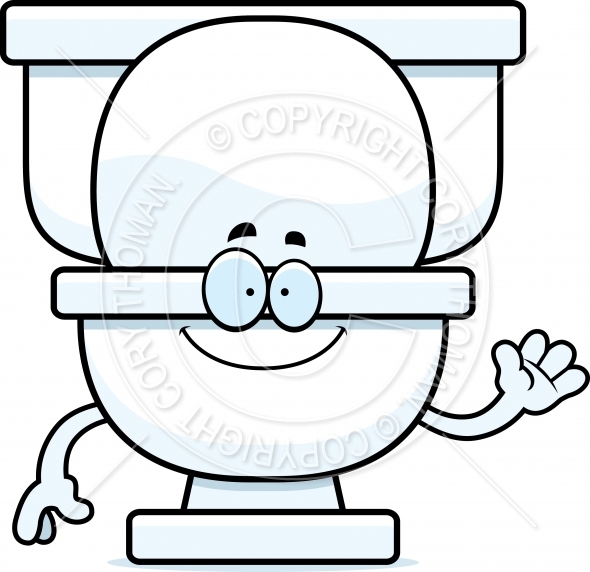 Cartoon Toilet Waving Vector and Royalty Free License - Cory ...