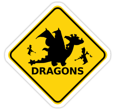 Funny Beware of Dragons Traffic Sign" Stickers by cartoon-dragons ...