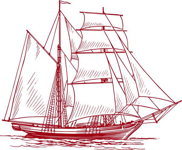 Clipper Ship Tranparent Red clip art - vector clip art online ...