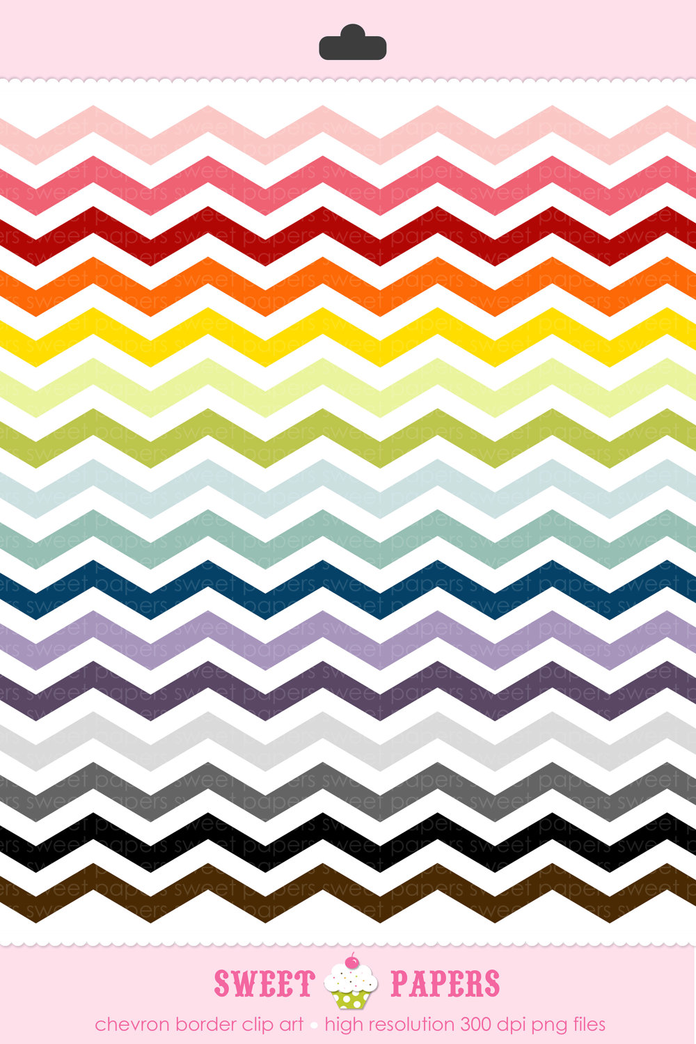 Chevron Zig Zag Border Clip Art Set Personal and by sweetpapers