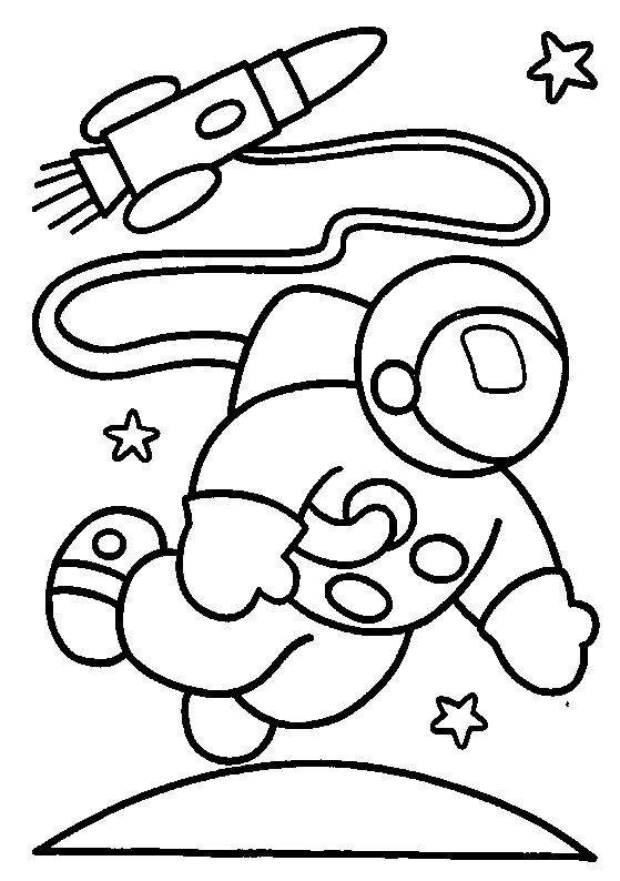 Astronaut and Rocket In Space Coloring Pages | Coloring - ClipArt ...