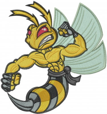Bugs Embroidery Design: Hornet Mascot from Machine Embroidery Designs