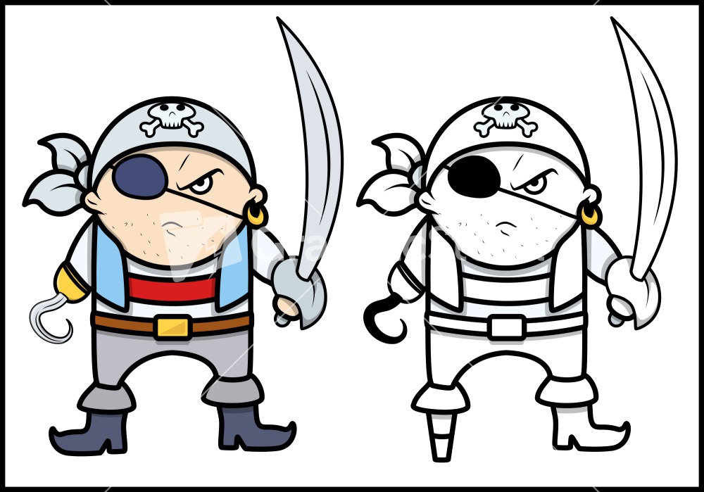 Angry Pirate Captain - Vector Cartoon Illustration Stock Image