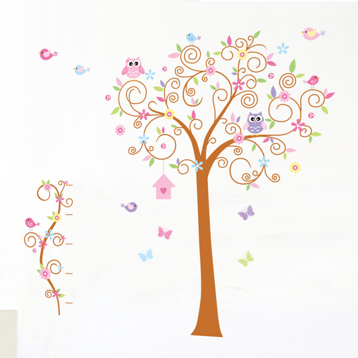 Large-multicolour-owl-minstrelsy-wall-stickers-child-real-living-room- ...