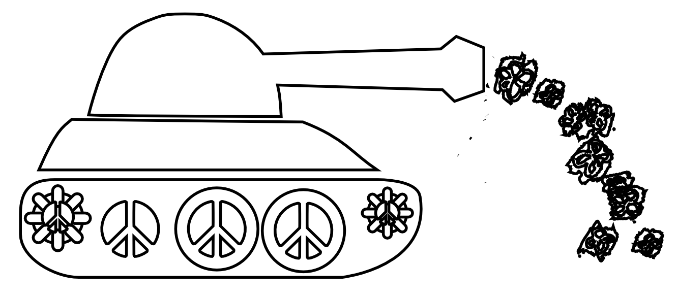 Peace Tank Black White Line Art Flower Christmas Xmas Peace on ...