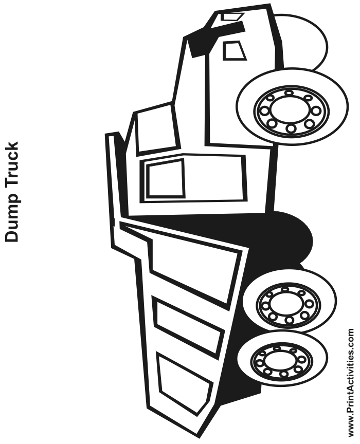 Dump Truck Coloring Page | Back Down, Side View
