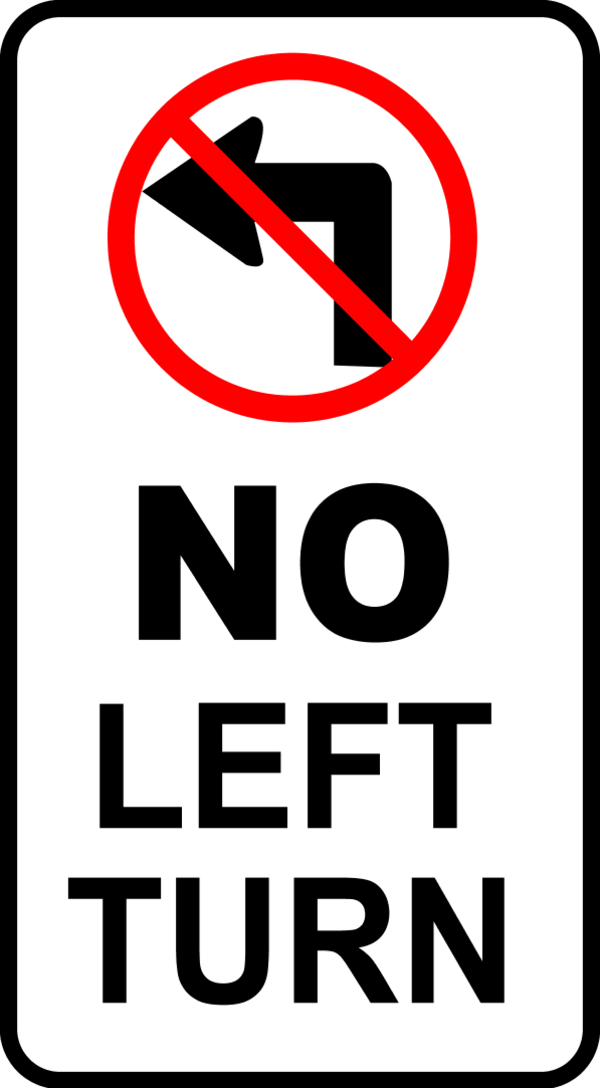 sign no left turn - vector Clip Art