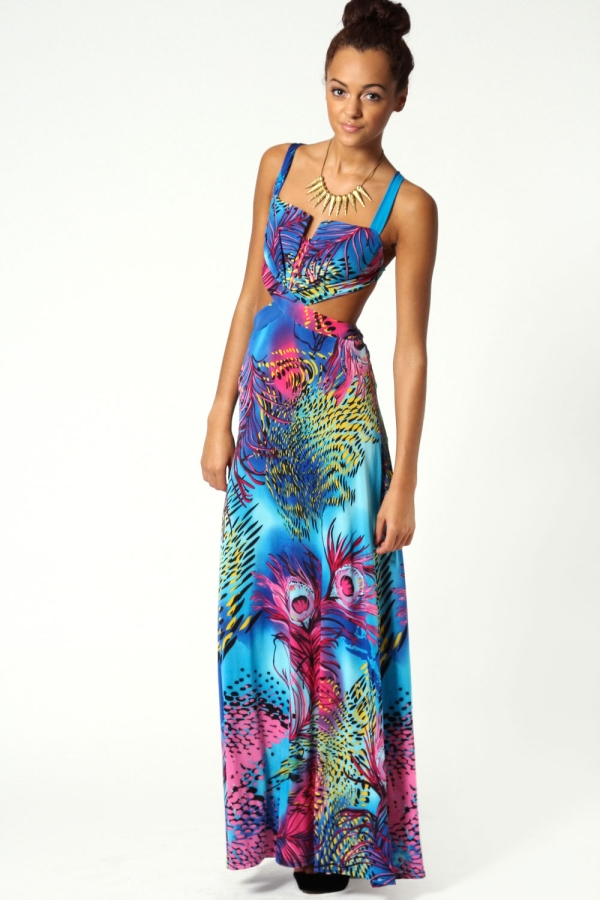 peacock maxi dress for lovely summer and spring | fashionattractive.