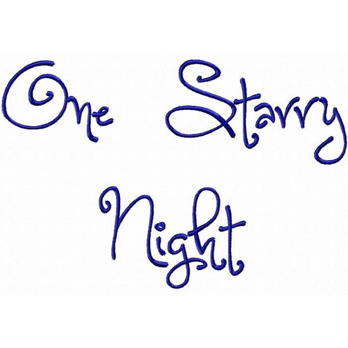 One Starry Night Font Embroidery Design