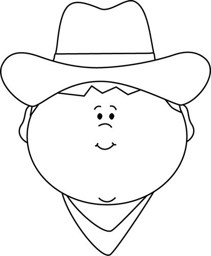 Black and White Cowboy Face Clip Art - Black and White Cowboy Face ...