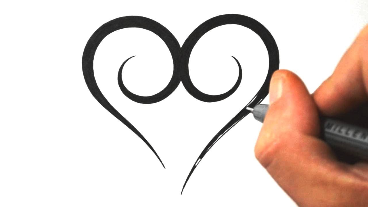 How to Draw a Simple Tribal Heart - Tattoo Design 3 - YouTube