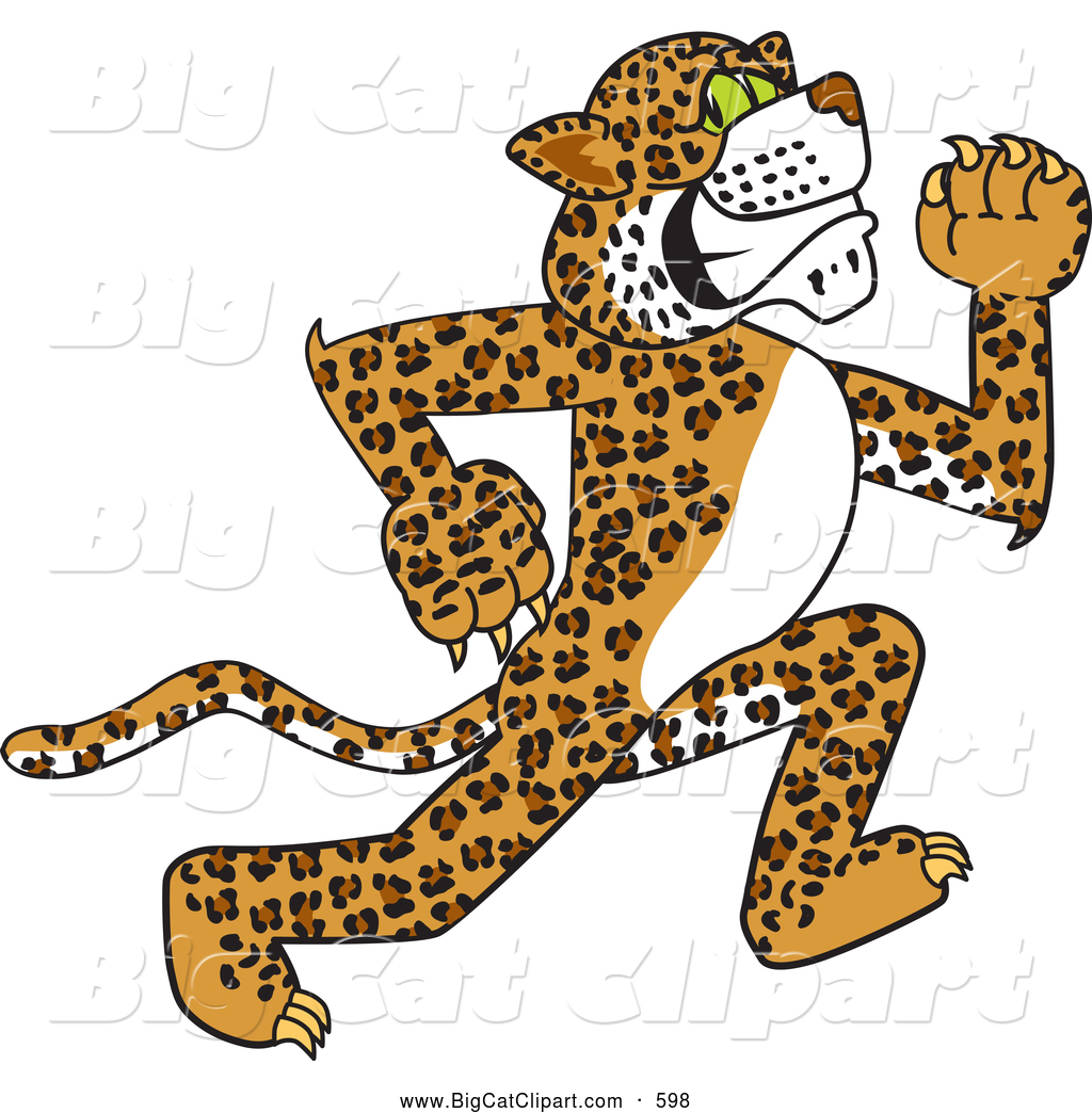 Big Cat Cartoon Vector Clipart of a Friendly Cheetah, Jaguar or ...