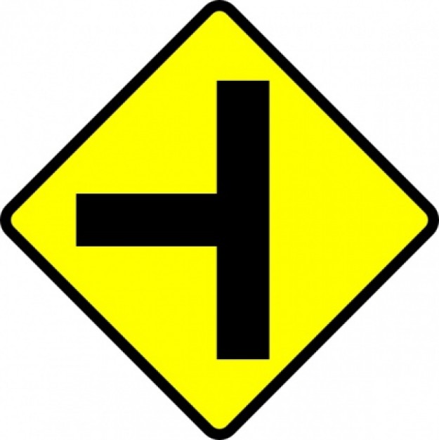 Caution T Junction Road Sign Clip Art (.ai) - Signs and Symbols ...