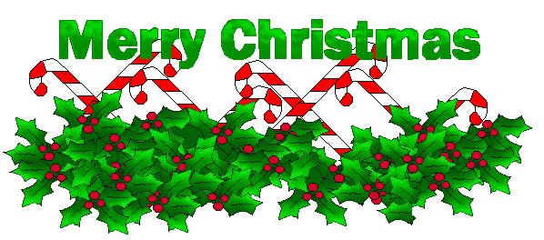 Christmas Clip Art - Holly and Candy Canes Title