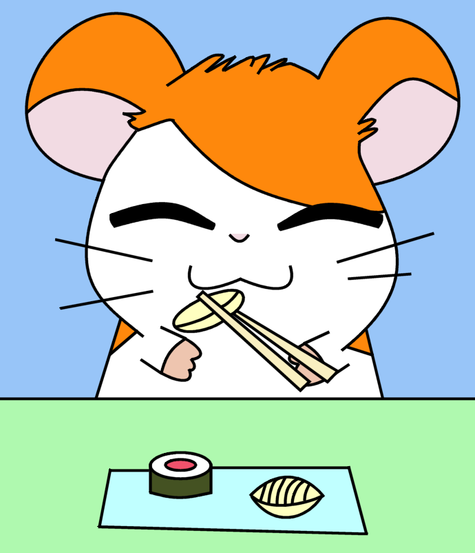 Hamtaro eating sushi by dev-catscratch on deviantART
