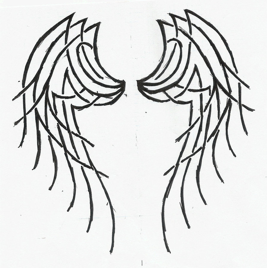 Images For > Closed Angel Wing Drawings