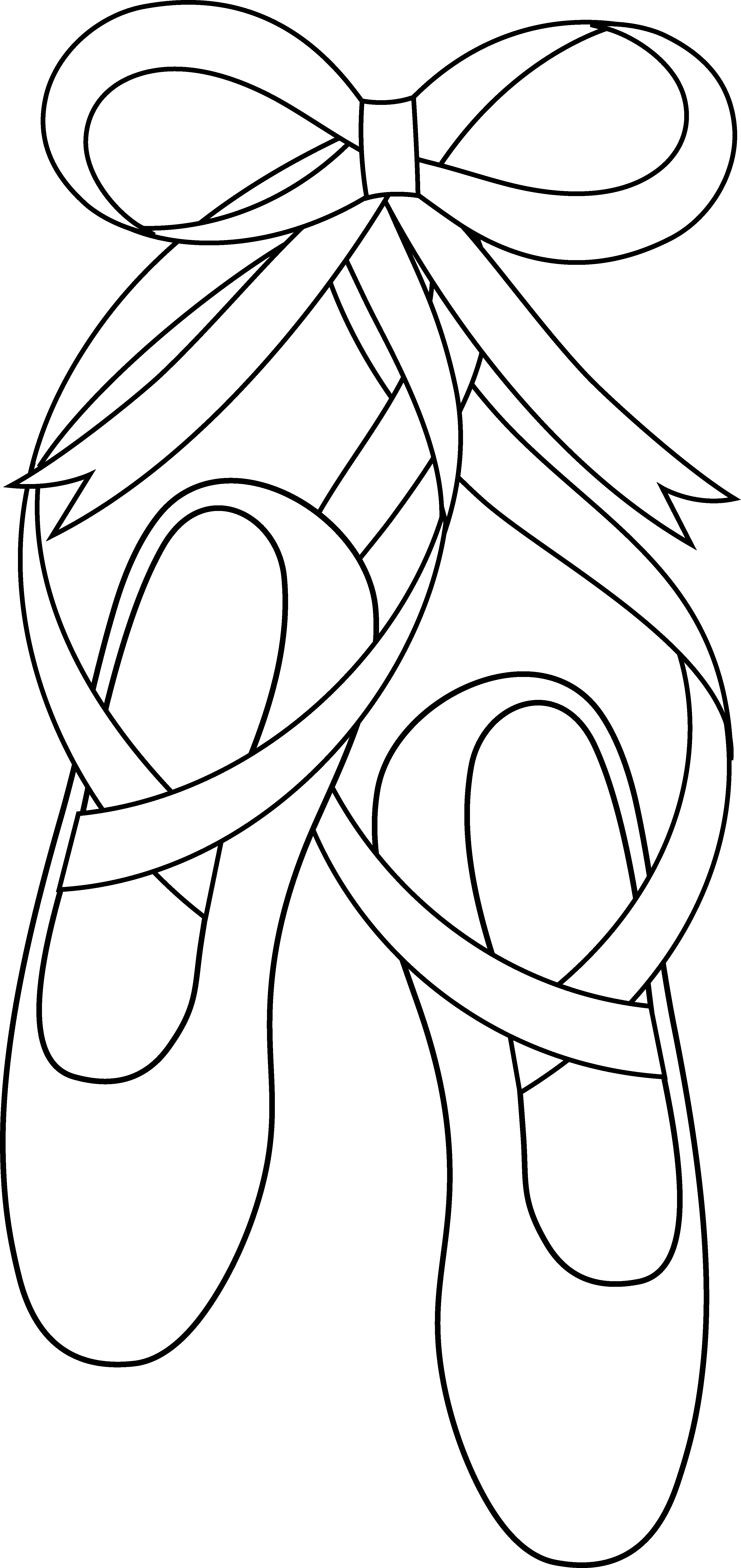 Ballet Slippers Line Art - Free Clip Art