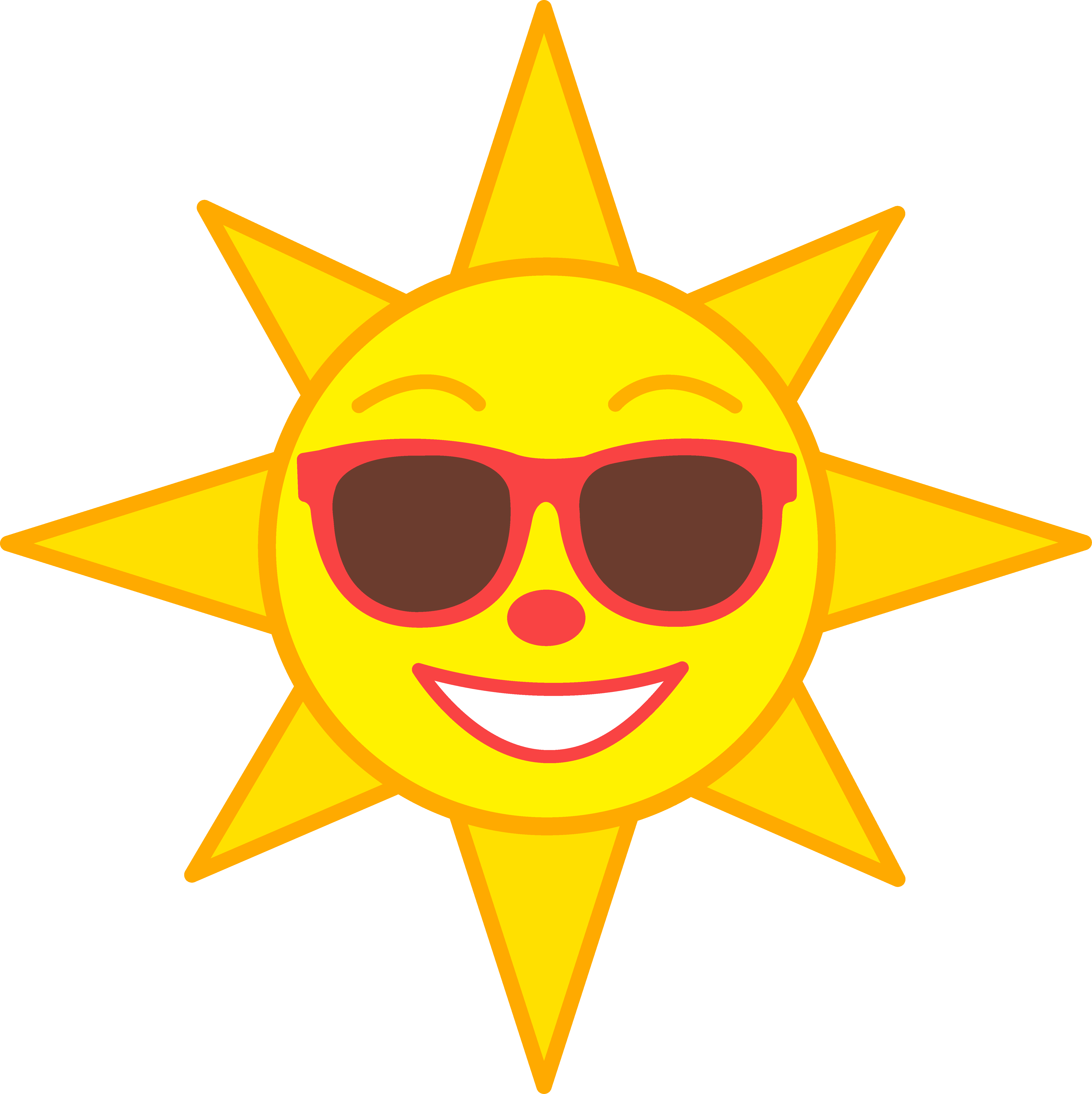 Happy Yellow Sun Wearing Shades - Free Clip Art