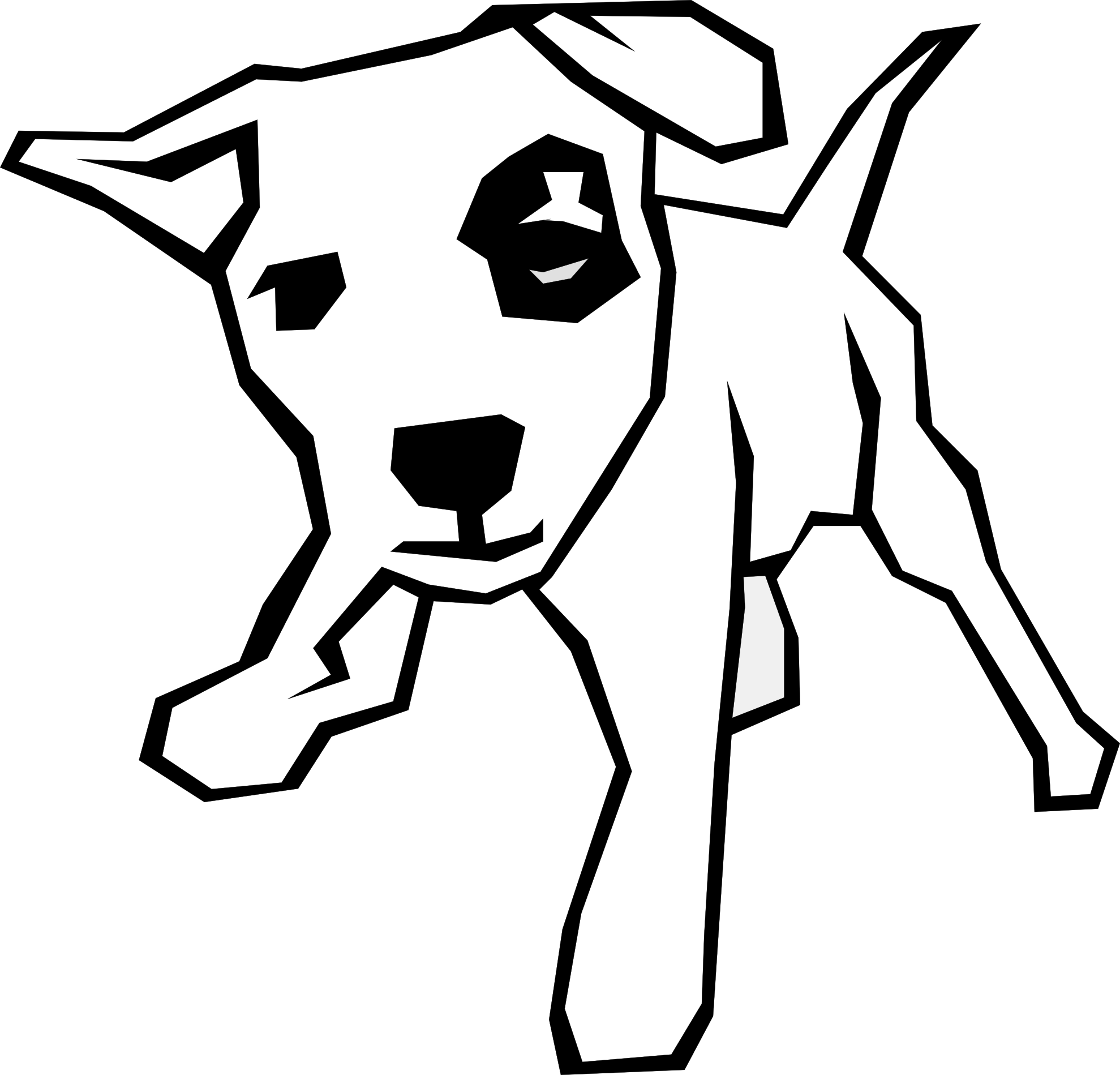 Dog 3 Drawn Strai 1 Black White Line Animal Art Coloring Sheet ...