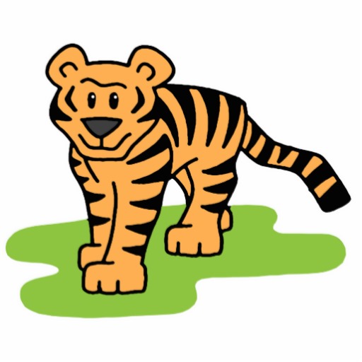 Cartoon Clip Art Bengal Tiger Big Cat with Stripes Cut Outs | Zazzle