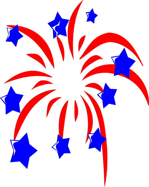 Red Fireworks With Blue Stars clip art - vector clip art online ...