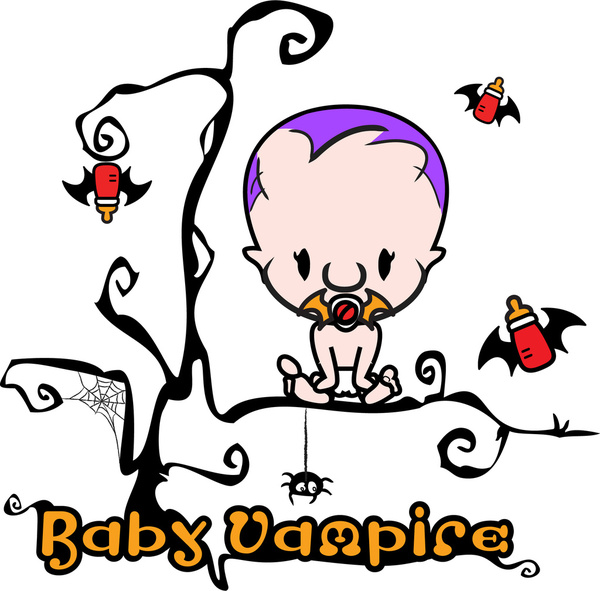 Halloween Cartoon Graphics – Baby Vampire, Bottle bats and Silly ...
