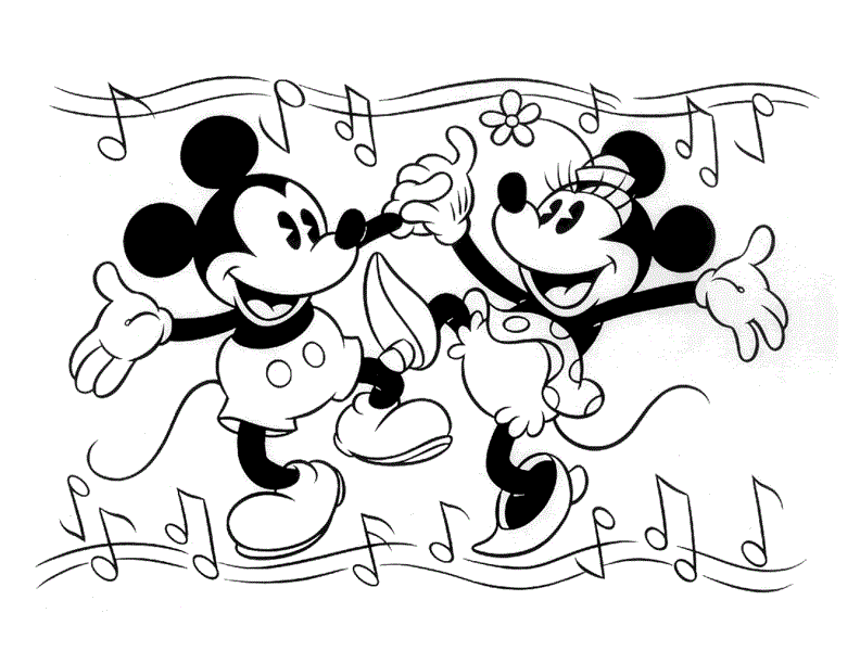 Minnie and Mickey Dancing With Old Song Coloring Page | Kids ...